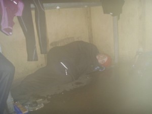a quick snooze in a semi-dry corner